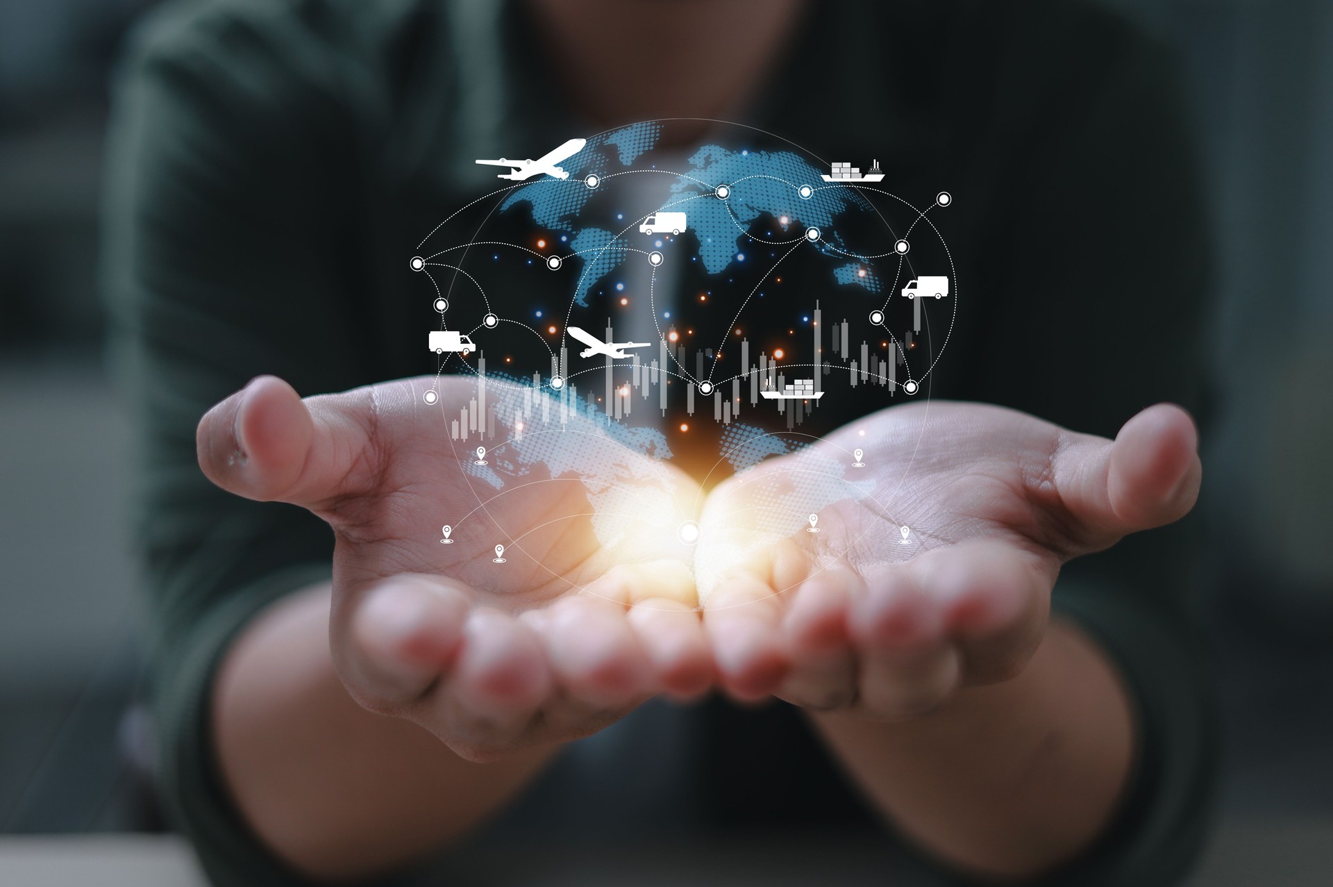 Managers use digital tablets to manage smart warehouses for overseas exports, digital inventory control, smart logistics, future transportation innovation